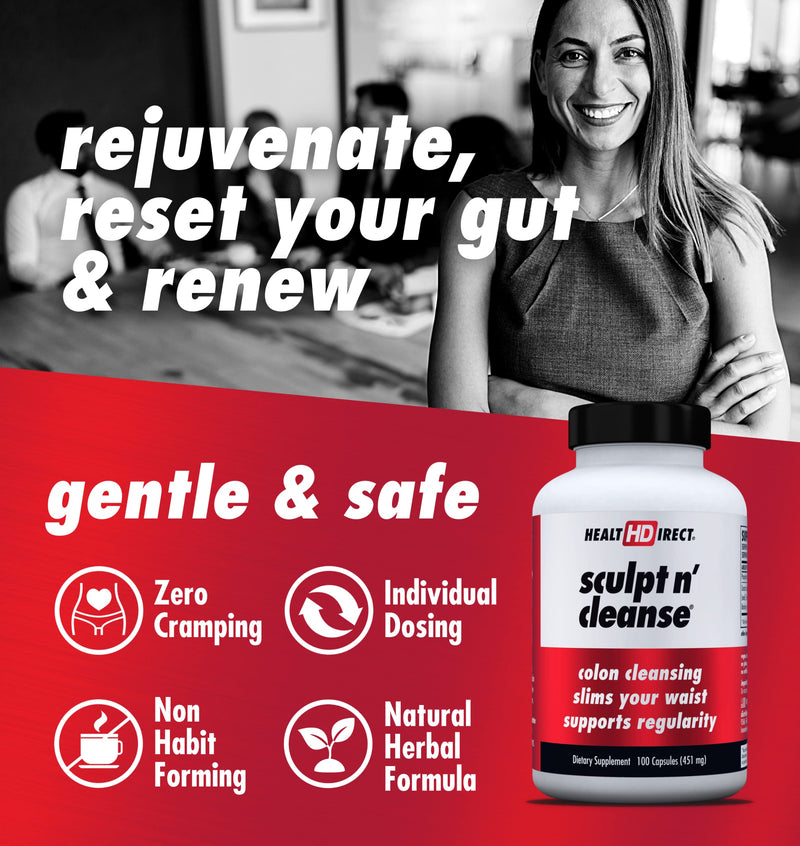 [Australia] - Sculpt n' Cleanse 100ct: Colon Cleanse, Detox, Weight Loss & Increased Energy Supplement | Vegan | Non GMO 100 Count (Pack of 1) 