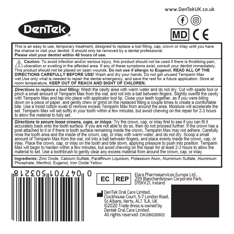 [Australia] - DenTek Temparin Max Home Dental Repair Kit Twin Pack for repairing lost fillings and loose caps, crowns or inlays - 24+ Repairs 
