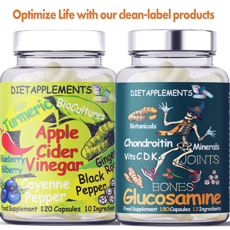 [Australia] - Raw, Unfiltered Apple Cider Vinegar with The Mother | Turmeric, Ginger, Black Pepper, Cayenne Pepper, Blueberries, Bilberries | High Strength Bio Cultures | Vegan, Vegetarian Potent Capsules. 1 Bottle 