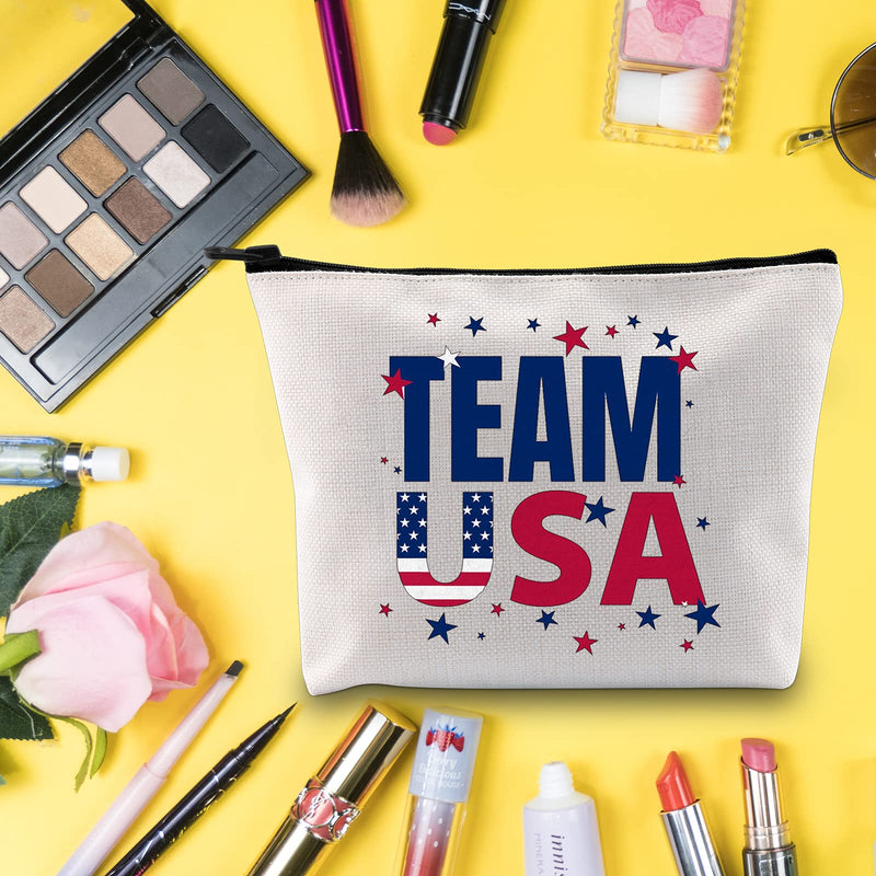 [Australia] - LEVLO Summer Olympics Games Cosmetic Make up Bag Olympics Games America Inspired Gift Team USA 2021 Makeup Zipper Pouch Bag For Women Girls, Team USA, 