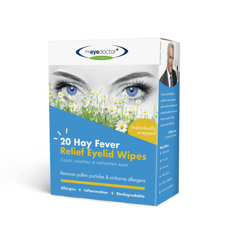 [Australia] - The Eye Doctor Hay Fever Relief Eyelid Wipes - 20x Single Use Eye Wipes for Allergy & Hayfever - Inflammation, Watery Itchy Eyes,White 20 Wipes Allergy Wipes 