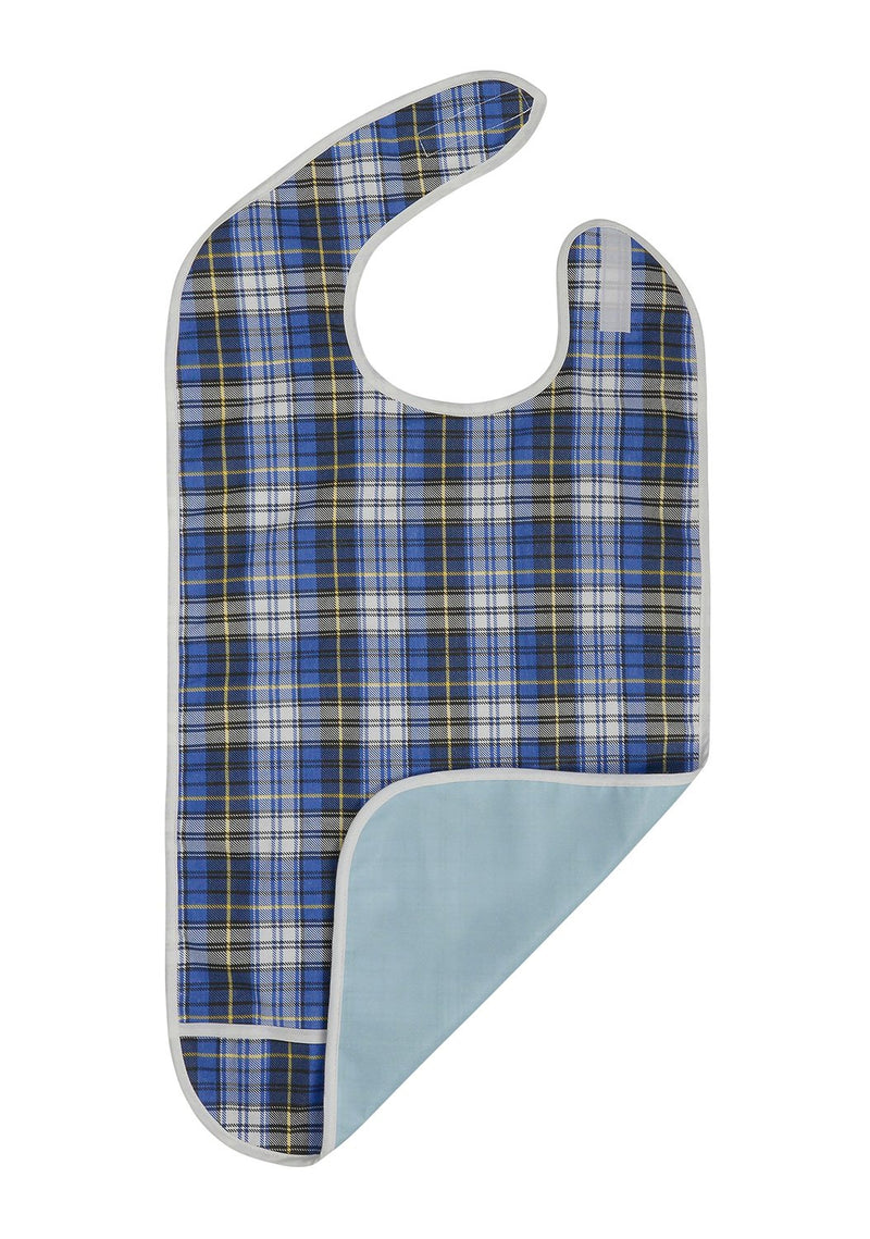 [Australia] - Modaliv Adult Bib - Reusable Clothing Protector - Waterproof - Crumb Catcher - Machine Washable - Extra Long Senior Men and Women Bibs for Eating (Blue) 