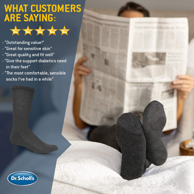 [Australia] - Dr. Scholl's Men's Diabetes & Circulator Socks Crew 7-12 4 Black 