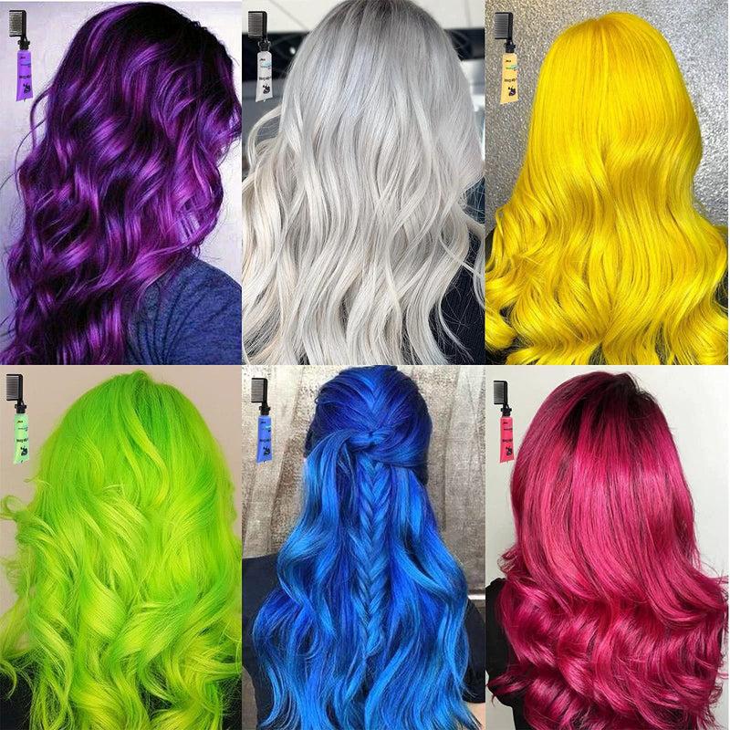 [Australia] - Byhoo Hair dye for Dark Hair, Temporary Hair Colour Comb for GIrl & Women. Great Gift on Birthday Halloween Christmas Cosplay Party, Easy Washable and Safety Hair Chalk Comb( 6 Bright Colour) 