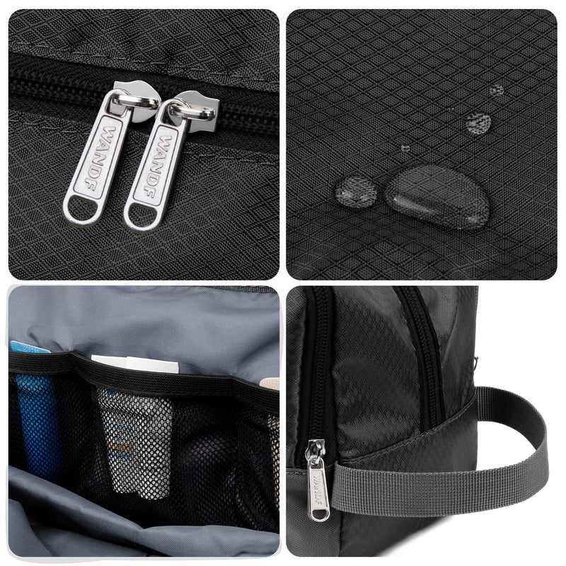 [Australia] - Toiletry Bag Small Nylon Dopp Kit Lightweight Shaving Bag for Men and Women (Black) Black 