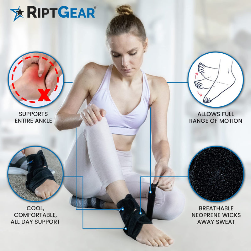 [Australia] - RiptGear Ankle Support Brace for Men and Women - Elasticated Compression Support - Open Heel Foot Adjustable Straps for Recovery Walking Running Sports and Gym Bandage, Achilles Tendon Support (Large) Large/X-Large (Pack of 1) 