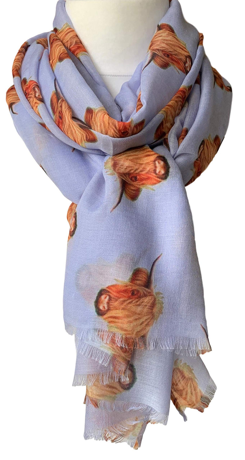 [Australia] - Purple Possum® Cow Scarf Ladies Highland Cows Cattle Cashmere Blend Pink Shawl Cute Peach Wrap Lilac 