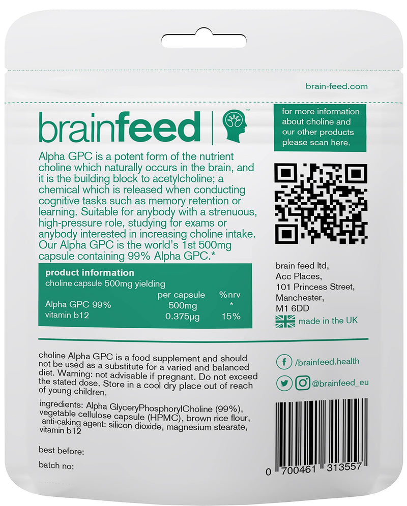 [Australia] - Alpha GPC Capsules (30) - 1 per day |99% Alpha GPC choline Supplement 500mg |Acetylcholine supplement |Concentration pills|Nootropic Brain Supplement Memory & Cognition |Alpha-GPC Powder in Capsule 30 Count (Pack of 1) 
