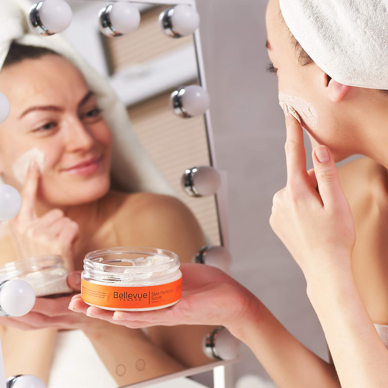 [Australia] - Skin Perfecto Face Scrub 150ml, Purifying Exfoliating Scrub Cream with Micro Hazelnut Granules for Deep and Intensive Face Scrub for Women and Men By Bellevue London 