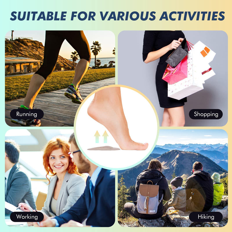 [Australia] - (12 Pieces) Arch Support Shoe Inserts for Flat Feet | Soft Gel Arch Support Insoles for Plantar Fasciitis | Reusable Arch Inserts for Foot Pain Relief Beige + Black + Clear 