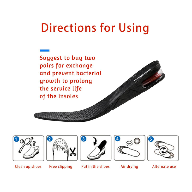 [Australia] - Height Increase Insoles 4-Layer 3.54 inch Air Cushion Taller Shoes Insoles Heel Insert for Men and Women by ERGOfoot 4 Layer 