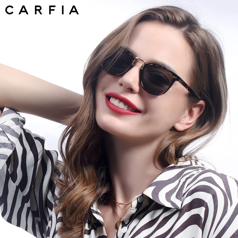 [Australia] - Carfia Retro Polarised Sunglasses for Women UV400 Protection Driving Outdoor Acetate Frame 50mm-flower Frame Grey Lens 