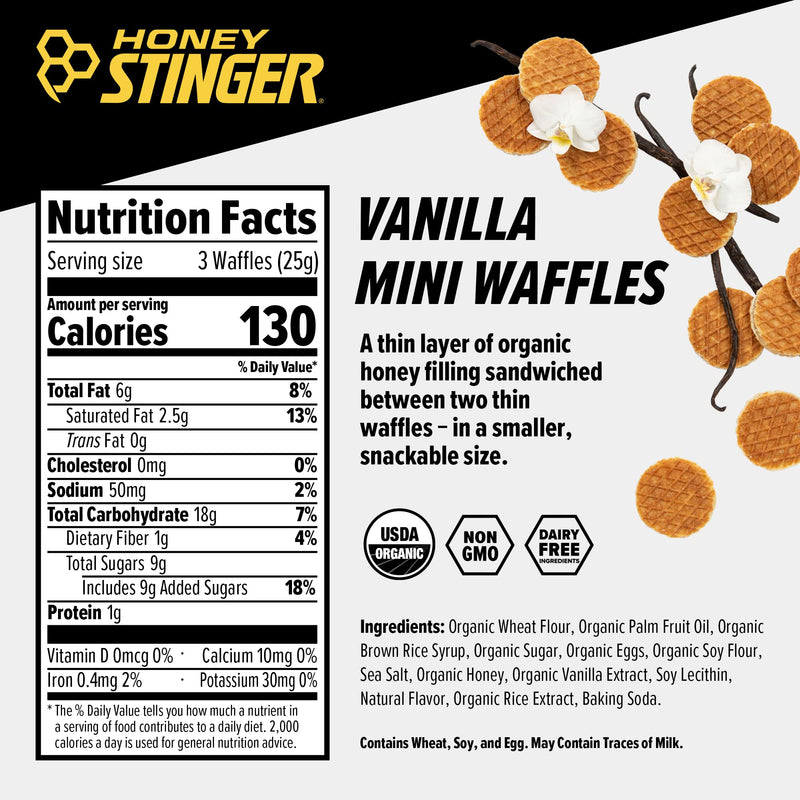[Australia] - Honey Stinger Organic Mini Vanilla Waffles | Energy Stroopwafel for Exercise, Endurance and Performance | Sports Nutrition for Home & Gym, Pre and Post Workout | 1 Bag, 5.3 Ounce 5.3 Ounce (Pack of 1) 