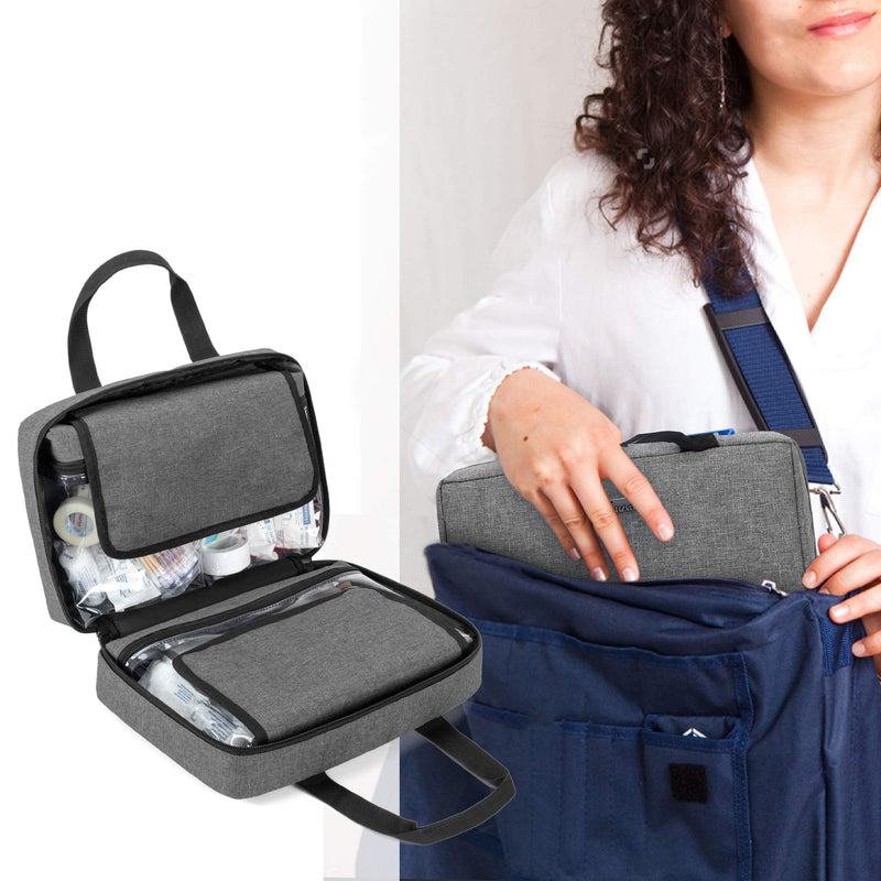[Australia] - Trunab Small First Aid Kit Bag Empty Portable Emergency Kits Trauma Bag, Ideal for Car, Home, Camping and Hiking, Grey, Bag ONLY - Patented Design 