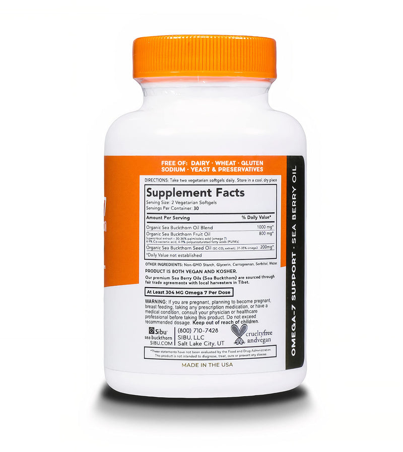 [Australia] - SIBU Omega-7 Softgels, Pure Organic Himalayan Sea Buckthorn, Max Potency, 60ct 60 Count (Pack of 1) 