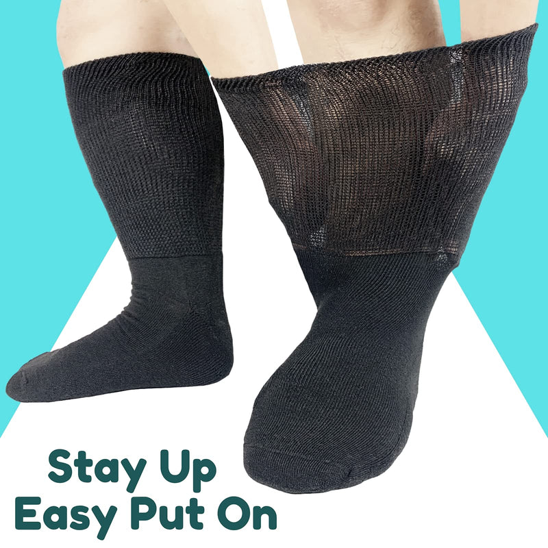 [Australia] - Extra Wide Neuropathy Pain Relief Socks for Swollen Feet Soft Stretches up to 30" Diabetics for Men Women 10-13 13-15 Warm Breathable Non Binding Loose Top Bariatric Edema Cast Over The Calf Plus Size Knee High Socks Extra-Wide Gooi 