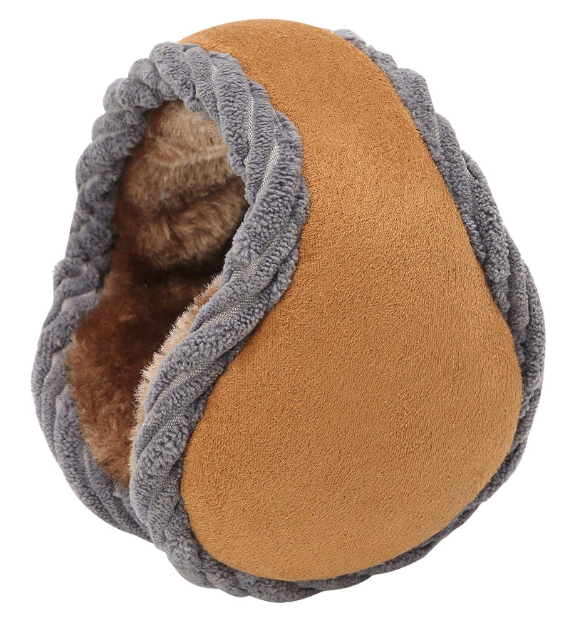 [Australia] - Womens Winter Earmuffs Unisex Warm Knit Ear Warmers Foldable Ear Muff B-brown 