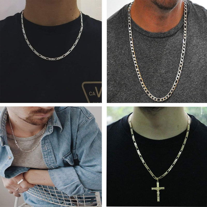 [Australia] - 16 Inches To 30 Inches Figaro Chain Necklace 4MM To 8.5MM Stainless Steel Figaro Link Chain for Men Women 16.0 Inches 4mm wide 1pcs 