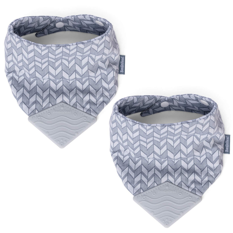 [Australia] - BooginHead Drool Bibs for Baby Girls and Boys – Adjustable Bandana Teether Bib 2-Pack (2-Pack Blue Feather) 