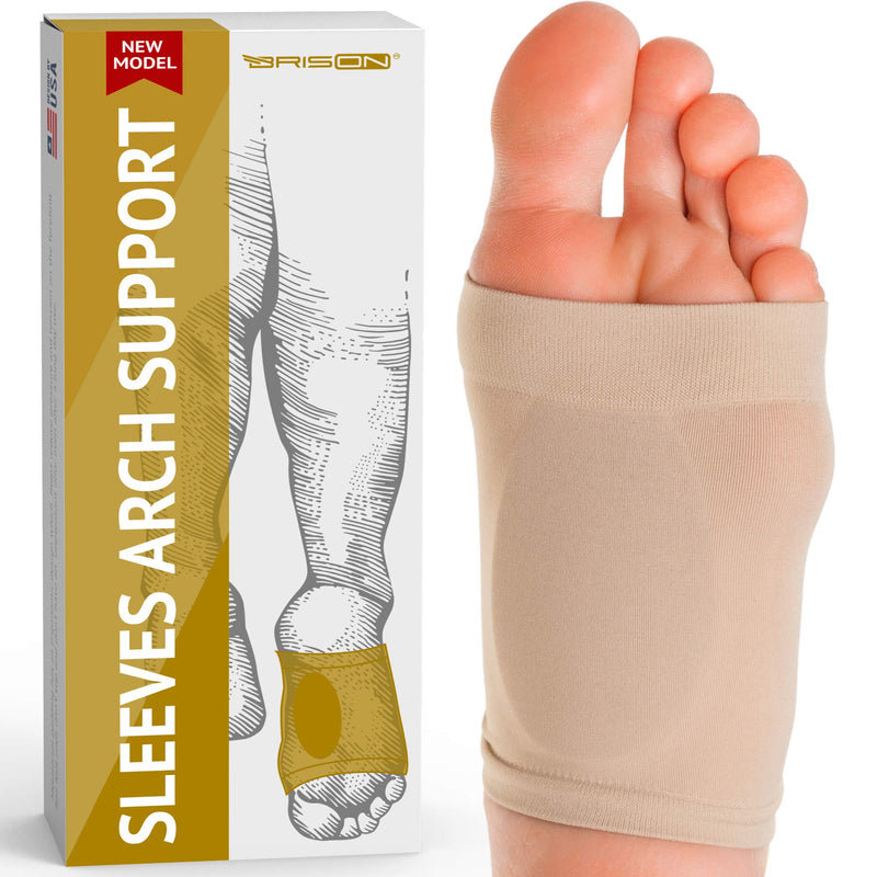 [Australia] - Arch Support Sleeves - Plantar Fasciitis Relief Brace - Foot Arch Supports for Flat Feet Arch and Foot Pain - Men Women 1 Pair Beige 