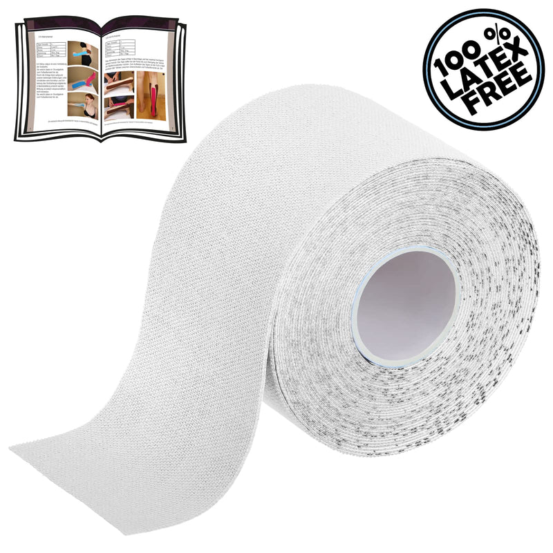 [Australia] - BB Sport 6 Rolls Kinesiology Tape Muscle Support Tape 5 m x 5 cm E-Book Application Examples Muscle Support Elastic Strapping Tape, Colour:White White 