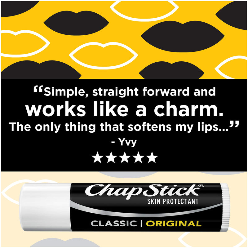 [Australia] - ChapStick Classic (Regular Flavor, 12 Sticks) Skin Protectant Lip Balm Tube, 0.15 Ounce (12 Blister Packs of 1 Stick, 12 Total Sticks) 