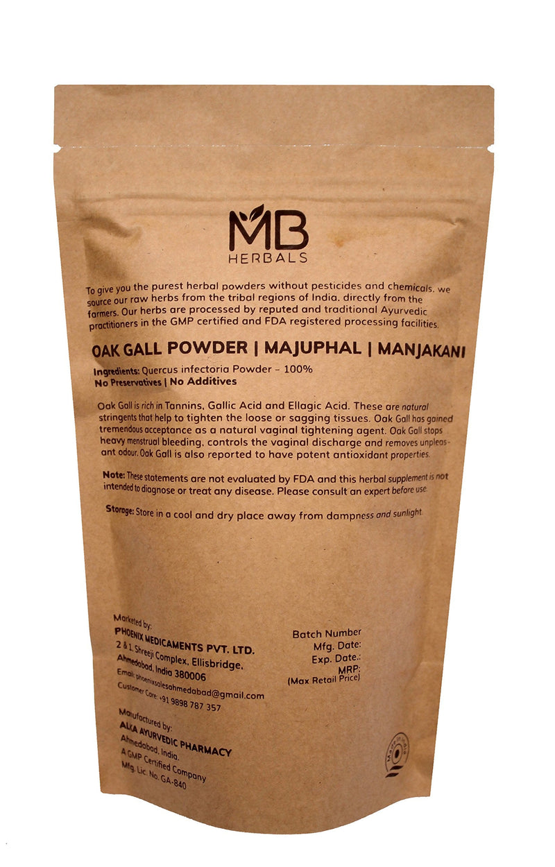 [Australia] - MB Herbals Pure Oak Gall Powder 100g / 3.5 oz - 100% Pure Quercus Infectoria / Majuphal / Manjakani 