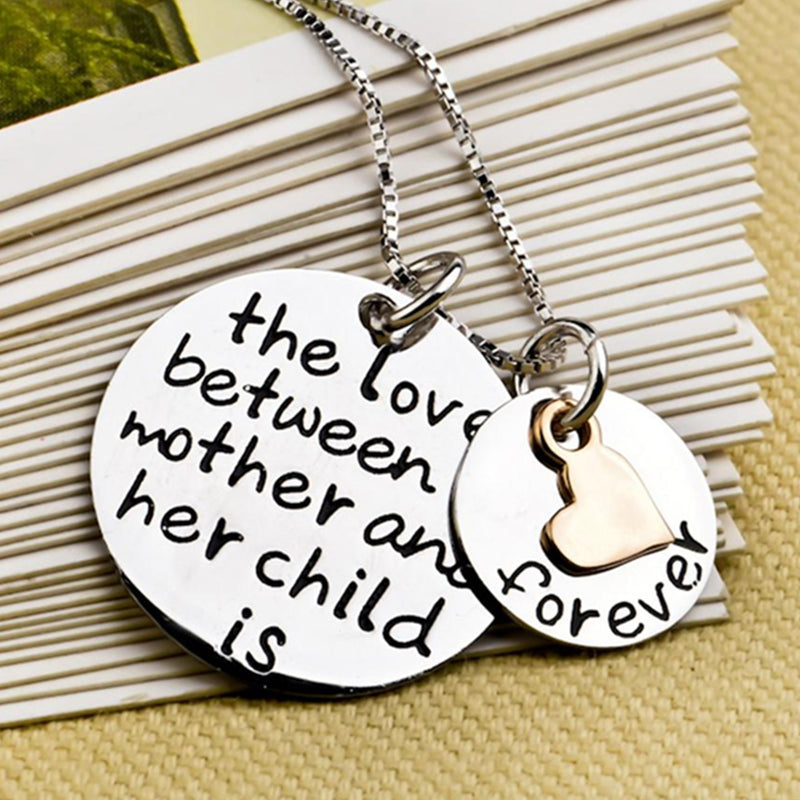 [Australia] - Sterling Silver Pendant Neccklace "The Love Between A Mother and Her Child Is Forever" Jewelry Heart Pendant Charm Necklace 18" 