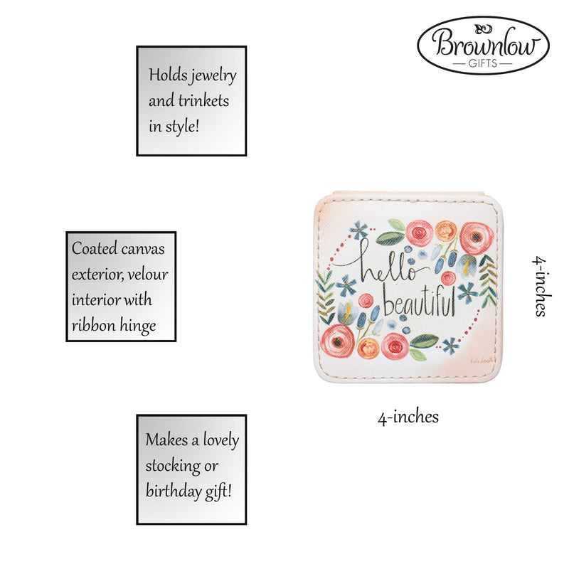 [Australia] - Brownlow Gifts Simple Inspirations Small Square Jewelry Box, 4 x 4-Inch, Hello Beautiful 