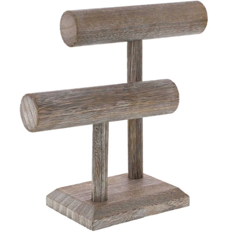 [Australia] - Bright Creations Rustic Wood 2 Tier Jewelry Holder T Bar Display 