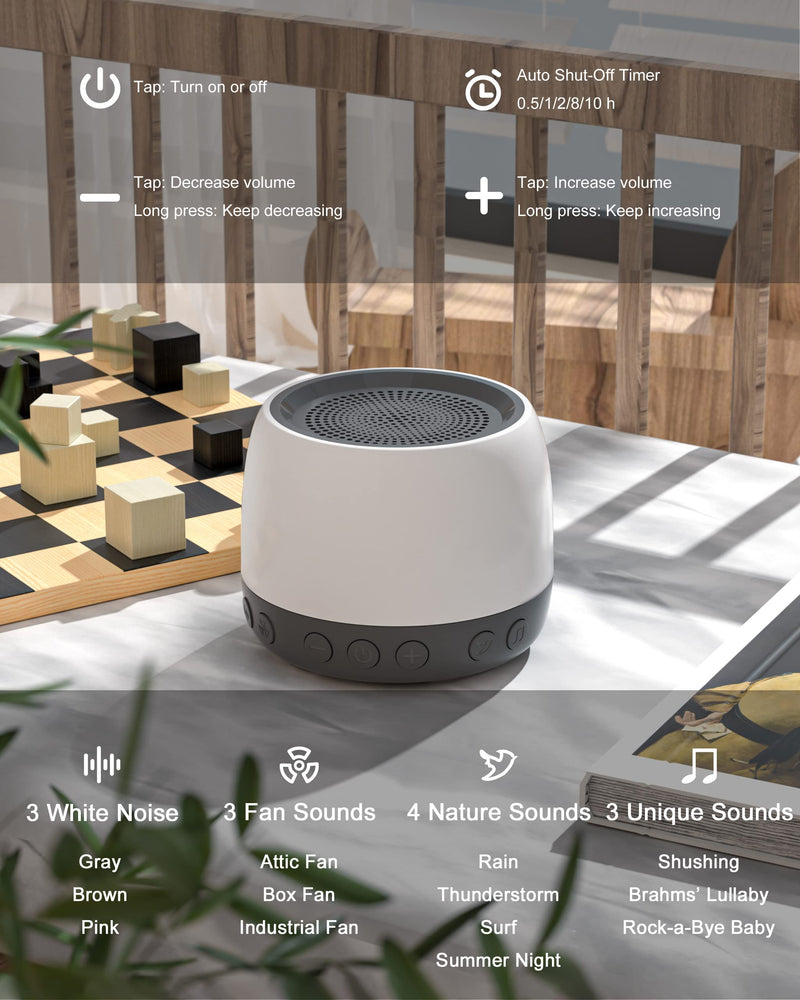 [Australia] - elesories White Noise Machine, Sound Machine with13 Non Looping Natural Soothing Sounds for Adults Baby Sleeping, Also Be Used as a Multifunctional Speaker for Home, Office Privacy | Nursery | Travel 