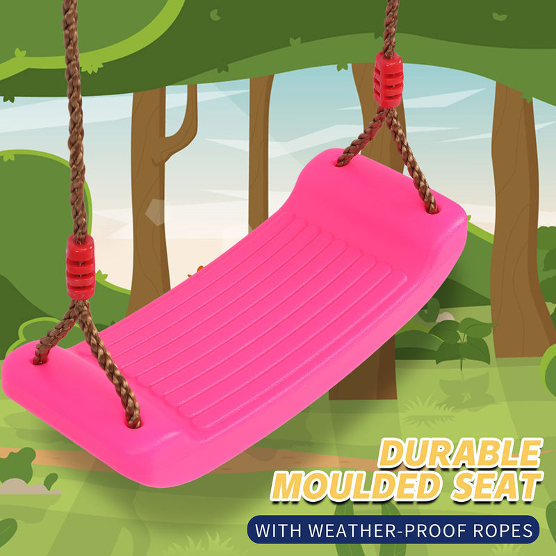 [Australia] - SILVER VALLEY Deluxe Garden Swing Seat for Children Kids with Adjustable Reinforced Ropes Ideal for Swing Sets and Climbing Frames (Pink) Pink 