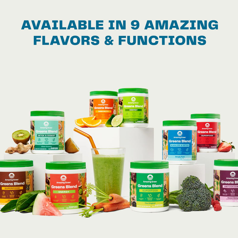 [Australia] - Amazing Grass Greens Blend Alkalize & Detox: Smoothie Mix, Cleanse with Super Greens Powder, Beet Root Powder, Digestive Enzymes, Prebiotics & Probiotics, 30 Servings (Packaging May Vary) 30 Servings (Pack of 1) 
