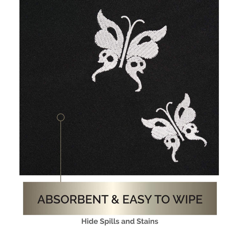 [Australia] - Modaliv Adult Bib for Women - Embroidered Waterproof Clothing Protector with Crumb Catcher - Reusable - Machine Washable (Flowers and Butterflies) 