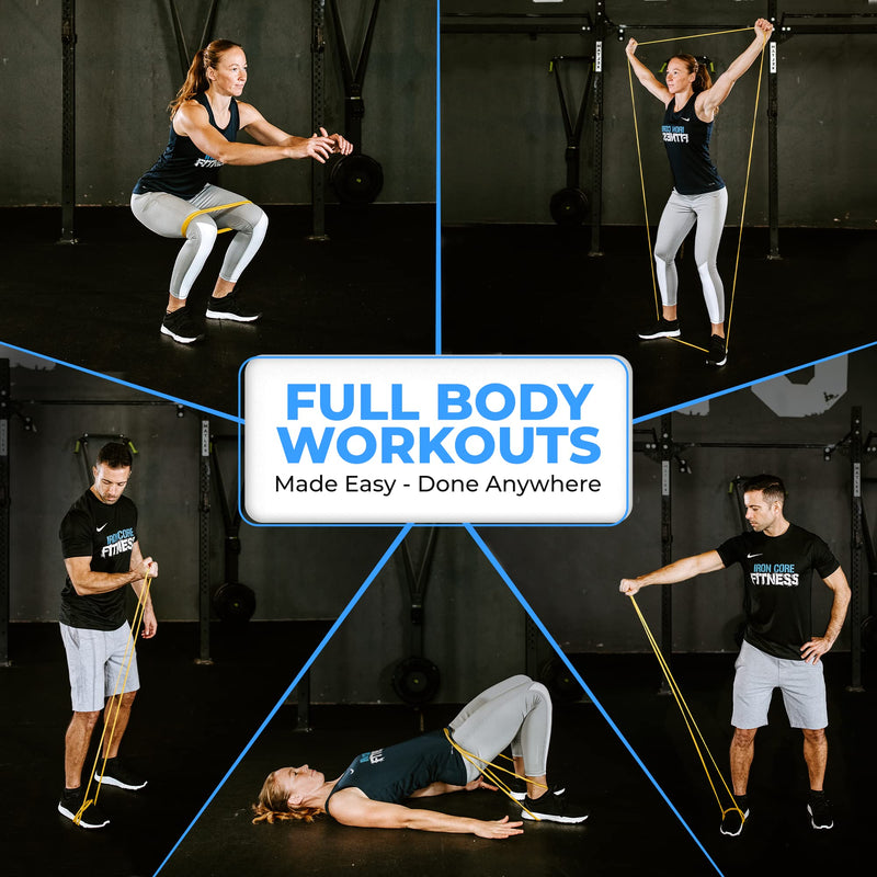 [Australia] - Iron Core Fitness Resistance Bands for Pull Up Assist- Strength Power Flexibility Training at Home or Gym. Ebooks and Workout Chart Included. #1 Yellow 