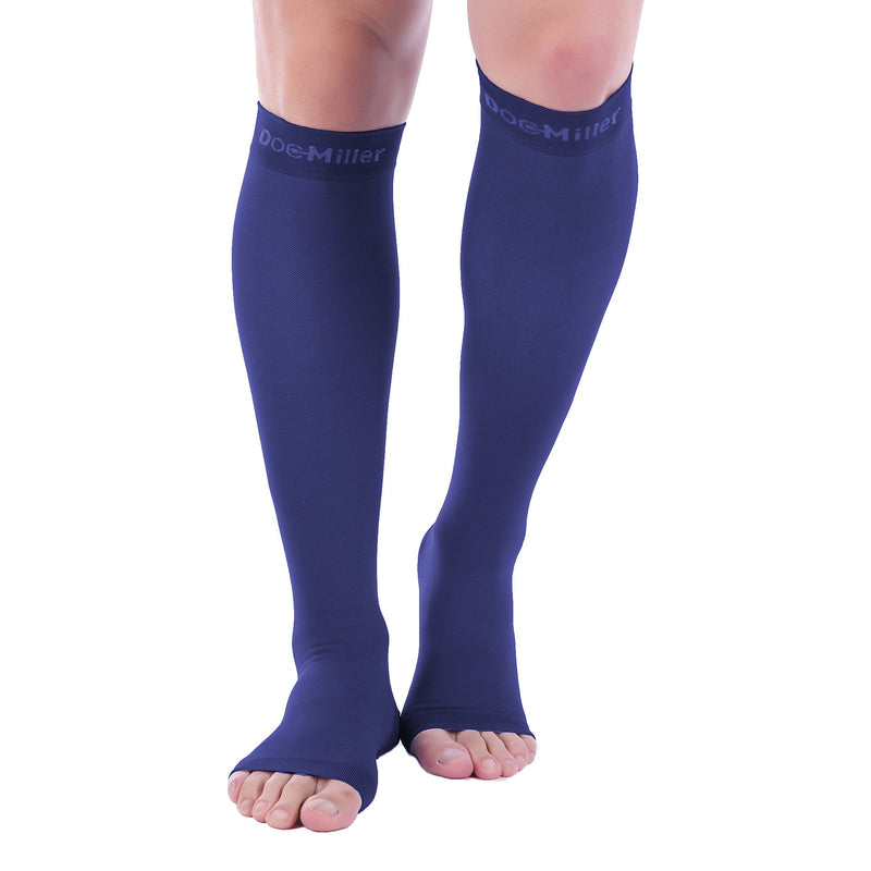 [Australia] - Doc Miller Open Toe Compression Socks 30-40 mmHg 1 Pair Medical Grade Stockings Dark Blue X-Large 