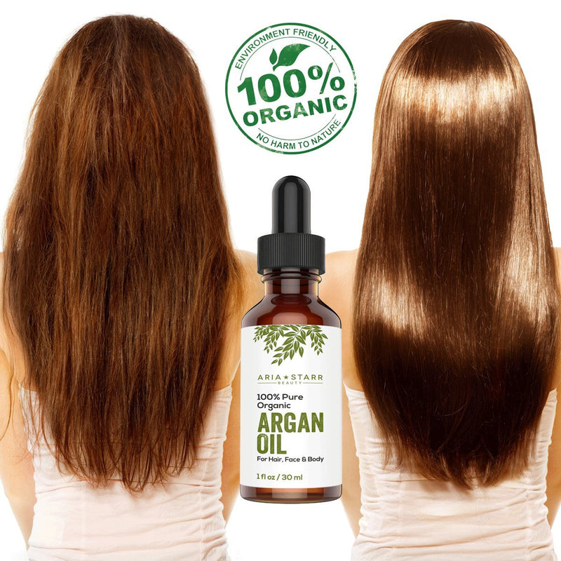 [Australia] - Aria Starr Beauty Organic Argan Oil For Hair, Skin, Face, Nails, Beard & Cuticles - Best 100% Pure Moroccan Anti Aging, Anti Wrinkle Beauty Secret, Cold Pressed Moisturizer 1oz 1 Fl Oz (Pack of 1) 