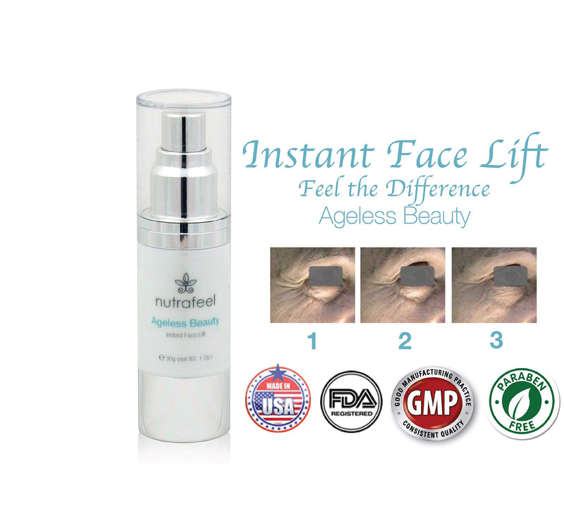 [Australia] - Ageless Beauty Instant Face Lift | Hyaluronic Acid | Acai Extract | Argireline | Matrixyl 3000 - Drastically Reduces Eye Bags, Wrinkles, Lines & Puffiness | Tighten Skin Instantly - Great Value (30mL) 