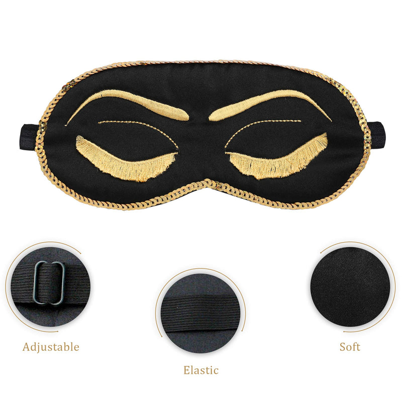 [Australia] - BABEYOND Sleeping Eye Mask for Women Cute Eye Mask Sleeping Beauty Eye Mask Eye Cover Mask Sleep Mask (Black) Black 