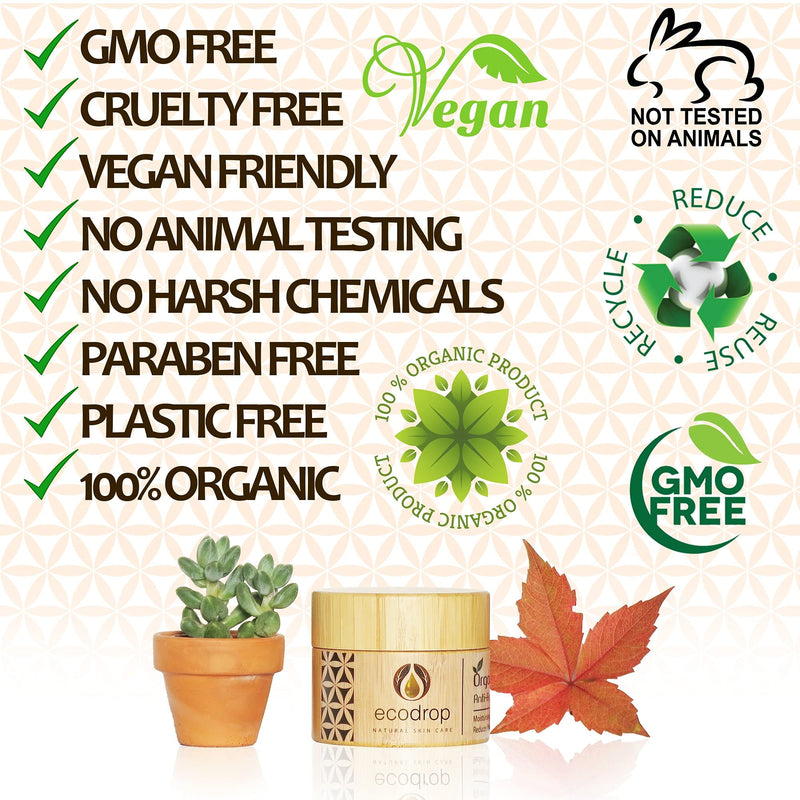 [Australia] - Ecodrop Organic Face Cream | Advanced Non-Greasy Daily Facial Cream for Women | Made with 100% All Natural Ingredients | Moisturiser & Anti Ageing Treatment| Vegan | Eco Packaging 