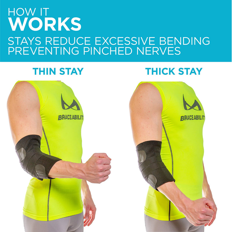 [Australia] - BraceAbility Cubital Tunnel Syndrome Brace - Ulnar Nerve Padded Elbow Splint for Sleeping and Daytime Support for Radial Neuropathy and Nerve Entrapment Treatment Pain-Relief and Recovery (Universal) 