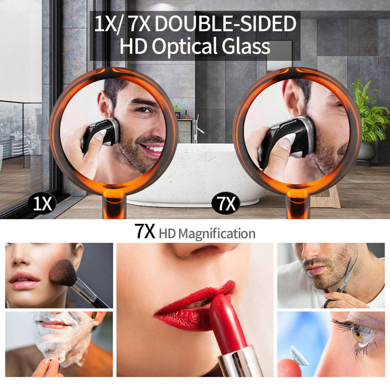 [Australia] - Beautifive Hand Mirror, Hand Held Mirrors with Adjustable Handle，1x/7x Magnifying Double Sided Handheld Makeup Mirror with Stand for Vanity Beauty Travel Table Shaving Bathroom Amber Color 1X/7X 