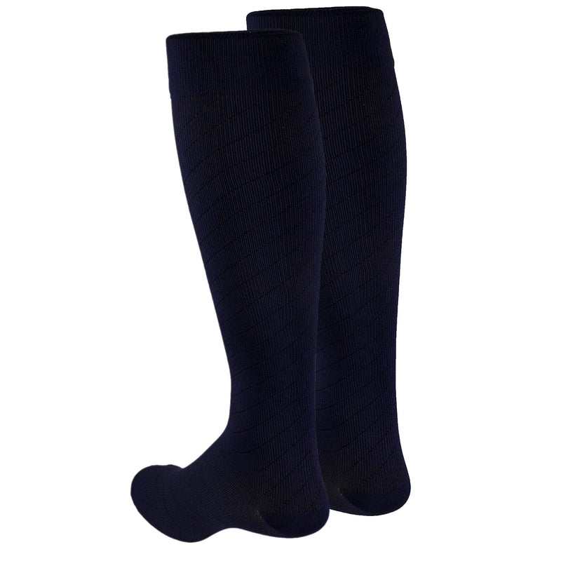[Australia] - Truform Travel Compression Socks for Men and Women, 15-20 Knee High Over Calf Length, Navy, Medium 