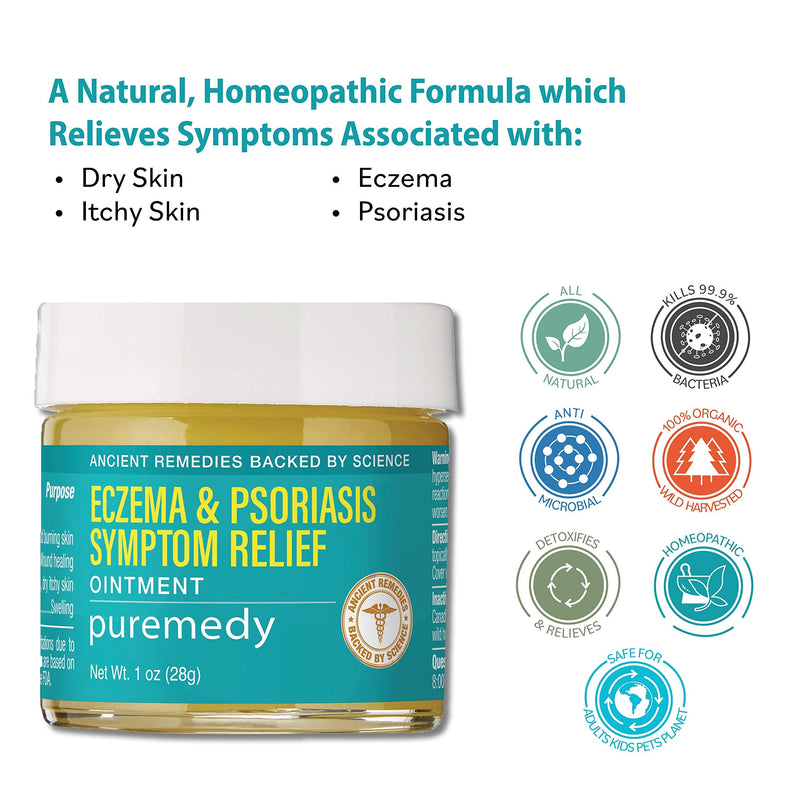 [Australia] - Puremedy Eczema & Psoriasis Relief Ointment, Homeopathic All Natural Salve Soothes and Relives Symptoms of Dry, Itchy, Flaky, Scratchy, Weepy Skin, 1 oz. (Pack of 1) 1 Ounce (Pack of 1) 