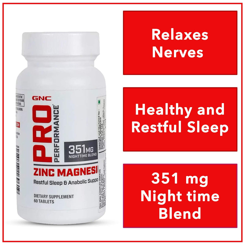 [Australia] - GNC Pro Performance Zinc Magnesium, 60 Tablets, Supports Restful Sleep and Anabolic Support 