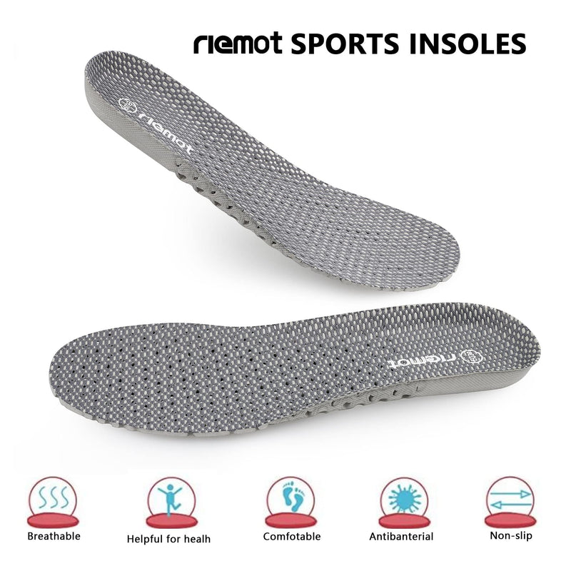 [Australia] - riemot Women's Shoe Insoles, Breathable Honeycomb Design Sport Shoe Insoles Cushioning Shoe Inserts Replacement Innersoles for Water Shoes Sneakers Work Shoes Grey EU 38 /US 7 EU 38: 7 US Women Grey-n 