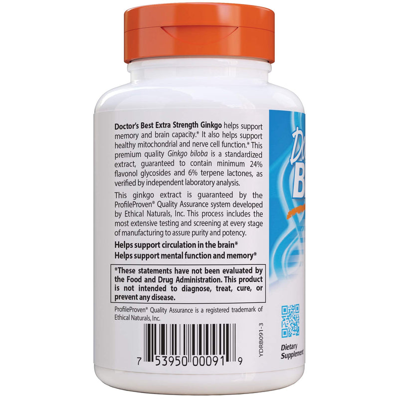 [Australia] - Doctor's Best Extra Strength Ginkgo, Non-GMO, Gluten Free, Vegan, Soy Free, Promotes Mental Function and Memory, 120 mg, 120 Count (Pack of 1) 