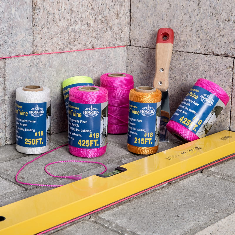 [Australia] - HONGDA Nylon Twine, 250 Feet #18 Braided Nylon Mason line String Perfect for Masonry Jobs and for The Layout of General Construction, Gardening, DIY Project, Orange 250FT Fluorescent Orange 
