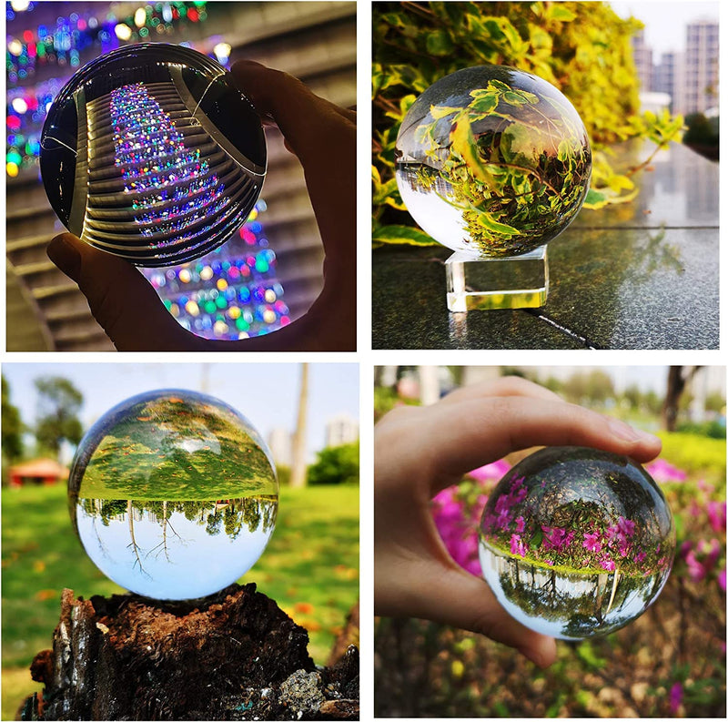 [Australia] - Crystal Ball Crystal Sphere with Wood Stand 40mm Clear Crystal Ball Feng Shui Crystal Display Sphere Ornaments for Meditation Healing 