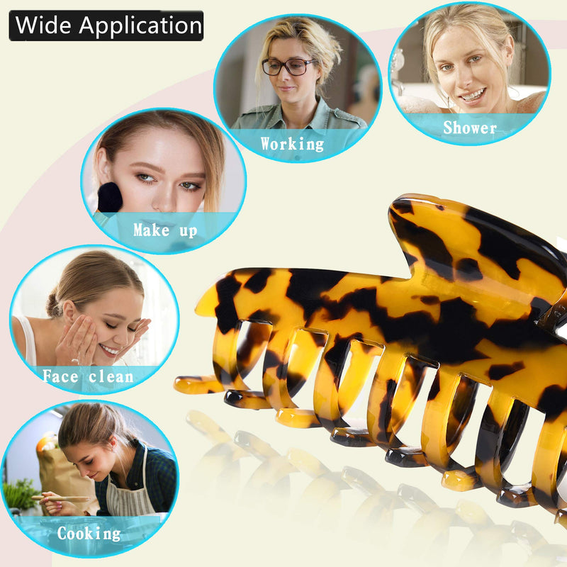 [Australia] - Big Hair Claw Clips Tortoise Shell Large Claw Hair Clips For Thick Hair,3.8 Inch Strong Hold Hair Jaw Clips Clamps For Women,2 Color Available(2 Pack) Brown 